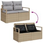 Ensemble de canapés de jardin 10 pièces avec coussins beige en rattan poly