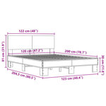 vidaXL Cadre de lit chêne fumé 120x200 cm bois d'ingénierie et métal