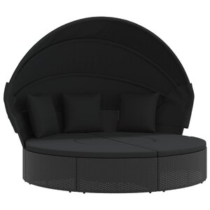 vidaXL Lit de repos d'extérieur avec auvent et coussins résine tressée