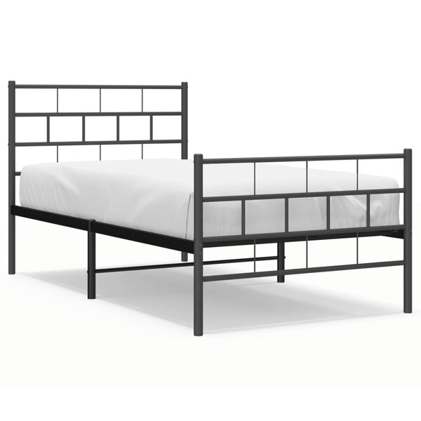 vidaXL Cadre de lit métal sans matelas avec pied de lit noir 80x200 cm