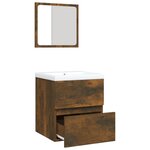 vidaXL Armoire lavabo de salle de bain et bassin et miroir Chêne fumé