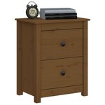 vidaXL Table de chevet Marron miel 50x35x61 5 cm Bois de pin massif