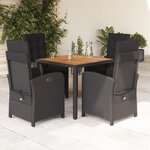 vidaXL Ensemble à manger de jardin coussins 5Pièces Noir Résine tressée