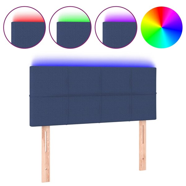 vidaXL Tête de lit à LED Bleu 100x5x78/88 cm Tissu
