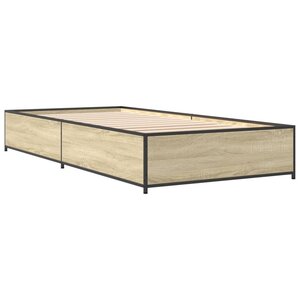 vidaXL Cadre de lit chêne sonoma 90x190 cm bois d'ingénierie et métal