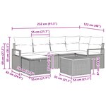 Ensemble de Canapé de Jardin 7 Pièces avec Coussins Beige Poly Rattan