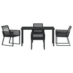 vidaXL Ensemble de repas de jardin de 5 pièces Rattan Poly Noir