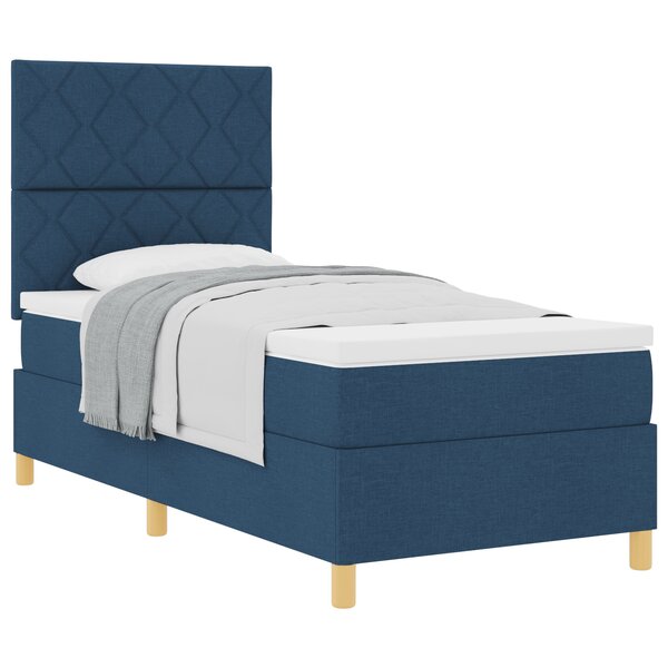 vidaXL Lit à ressorts avec matelas bleu 90x200 cm tissu