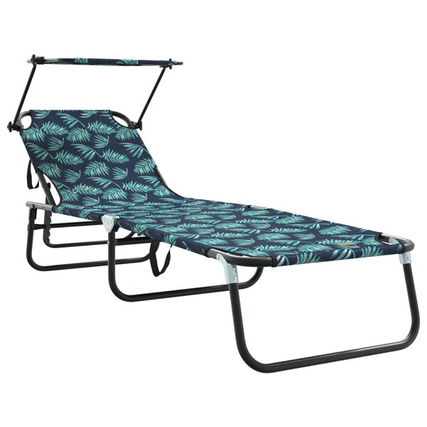 vidaXL Transat pliant avec motif feuille en tissu Oxford 600D