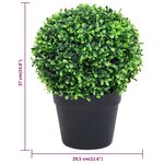 vidaXL Plantes de buis artificiel 2 Pièces avec pots Boule Vert 37 cm