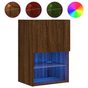vidaXL Meuble TV avec lumières LED chêne marron 40 5x30x60 cm