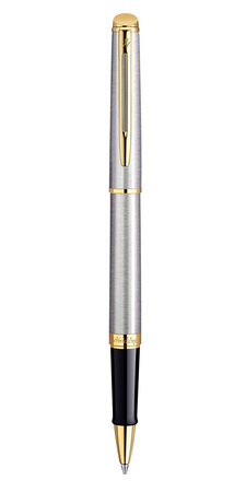 Waterman hemisphere stylo roller  acier inoxydable  recharge noire pointe fine  coffret cadeau