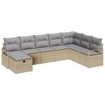 Ensemble de canapé de jardin vidaXL de 8 pièces avec coussins en rotin synthétique beige