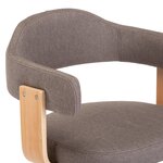 Chaise fauteuil siège pivotante de bureau informatique étude bois courbé et tissu taupe 02_0024176