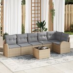 vidaXL Ensemble de canapé de jardin 7 pièces avec coussins en poly rotin noir