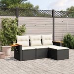 vidaXL Salon de jardin 4 Pièces avec coussins noir résine tressée