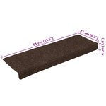 vidaXL Tapis d'escalier 15 Pièces Tissu aiguilleté 65x21x4 cm Marron