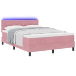 Lit à ressort vidaXL avec matelas et LED rose 140x200 cm en velours