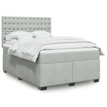 vidaXL Sommier à lattes de lit et matelas Gris clair 140x190cm Velours