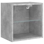 vidaXL Tables de chevet murales avec lumières LED 2 Pièces gris béton