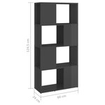 vidaXL Bibliothèque/Séparateur de pièce Gris brillant Bois ingénierie