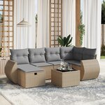 vidaXL Salon de jardin avec coussins 7Pièces mélange beige résine tressée