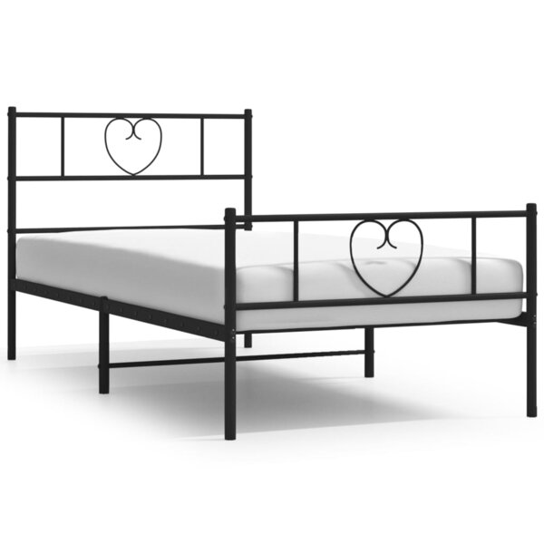 vidaXL Cadre de lit métal avec tête de lit/pied de lit noir 75x190 cm