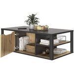 Table basse bar Dakota - Décor Noir et chêne 110 x 60 x Hauteur 38 cm