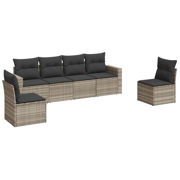 vidaXL Salon de jardin 6 Pièces avec coussins gris clair résine tressée