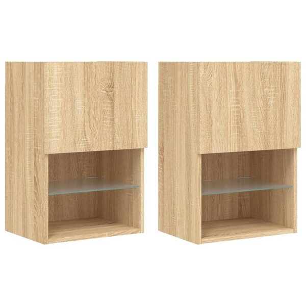 vidaXL Meubles TV avec lumières LED 2 Pièces chêne sonoma 40 5x30x60 cm