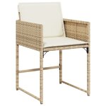 vidaXL Ensemble de salle à manger de jardin 9 pièces avec coussins Beige Rattan Poly