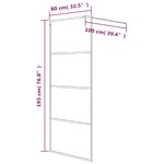 vidaXL Paroi de douche Noir 80x195 cm Verre ESG demi-dépoli