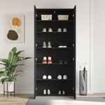 vidaXL Cabinet à chaussures Noir 80x35 5x180 cm Bois d'ingénierie