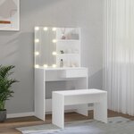vidaXL Ensemble de coiffeuse avec LED Blanc Bois d'ingénierie