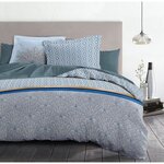 Parure de couette 240 x 260 cm : Housse de couette + 2 taies d'oreiller - 100  Coton - Bleu