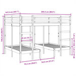 vidaXL Lit superposé triple 140x200/70x140 cm bois de pin massif