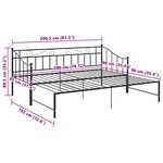 vidaXL Cadre de canapé-lit extensible sans matelas Noir Métal 90x200cm