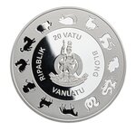 SNAKE Freshwater Pearl Chinese Lunar Year 1 Once Argent Monnaie 20 Vatu Vanuatu 2025