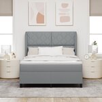 Lit à sommier à ressorts vidaXL avec matelas - Gris clair  140x200 cm  Tissu