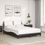 vidaXL Cadre de lit avec LED sans matelas noir et blanc 140x200 cm
