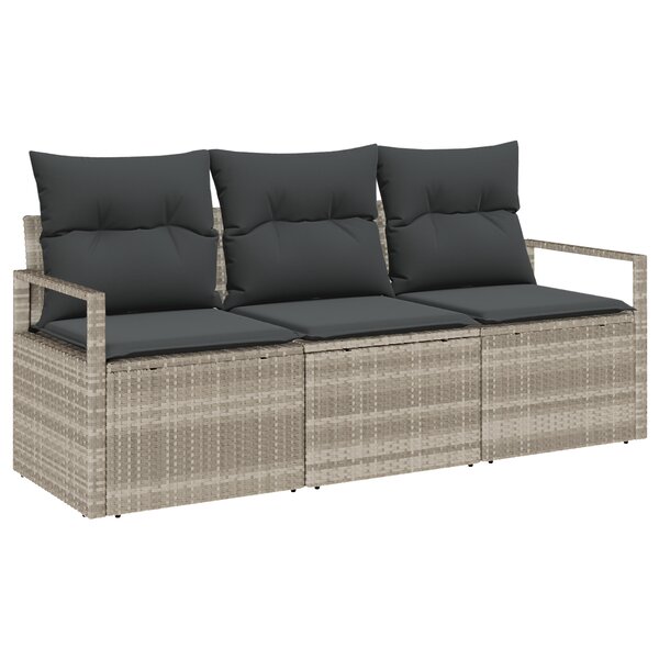 vidaXL Ensemble de canapé de jardin 3 pièces gris clair en poly rotin