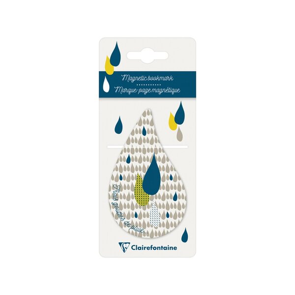 3 gouttes de pluie - 1 marque page magnétique goutte - modèle 2 gris