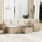 vidaXL Salon de jardin avec coussins 7 Pièces beige résine tressée