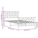 vidaXL Cadre de lit métal sans matelas et pied de lit blanc 100x190 cm