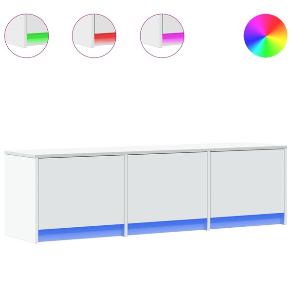 vidaXL Meuble TV avec LED blanc 140x34x40 cm bois d'ingénierie