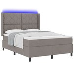 Lit Box Spring vidaXL avec matelas et LED Taupe 160x200 cm Tissu