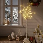 vidaXL Sapin de Noël 140 LED blanc chaud Saule 1 5 m Int/Ext