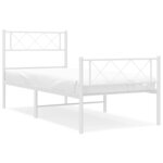 vidaXL Cadre de lit métal avec tête de lit/pied de lit blanc 100x190cm