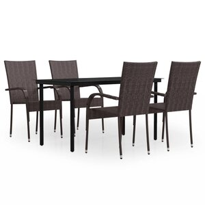 vidaXL Ensemble de salle à manger d'extérieur 5 Pièces Marron et noir