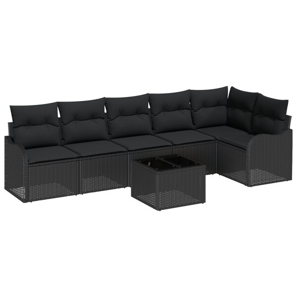 Ensemble de Canapé de Jardin de 7 Pièces avec Coussins en Poly Rattan Beige